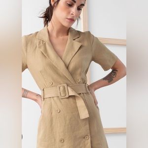 & Other Stories Linen Mini Trench Dress Size 8